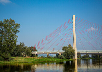 Modern bridge over the German river Elbe near the city of Dresden