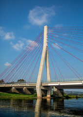 Fototapeta na wymiar Modern bridge over the German river Elbe near the city of Dresden