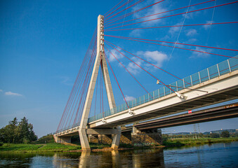 Modern bridge over the German river Elbe near the city of Dresden