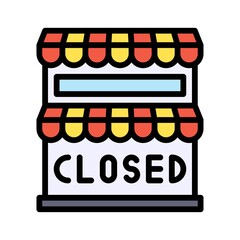 economic recession related shop building close and written text vectors with editable stroke,