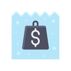 economic recession related dollar sign in water with zig zag vectors in flat style,