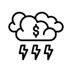 economic recession related dollar sign with clouds and shock sign vectors in lineal style,