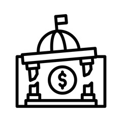 economic recession related dollars with crack bank building and flag vectors in lineal style,