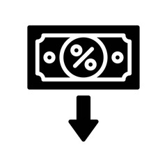 economic recession related dollar with percentage sign and arrow vectors in solid design,