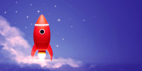 Space rocket launch. 3d illustration