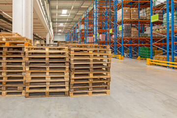 Wooden Pallets in Distribution Warehouse