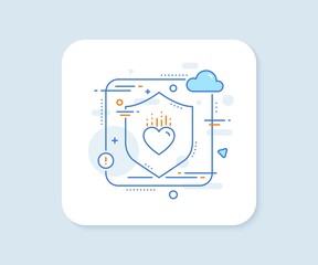 Heart line icon. Abstract vector button. Love emotion sign. Valentine day symbol. Heart line icon. Protect shield concept. Vector