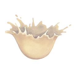 Watercolor milk splash isolated on white background