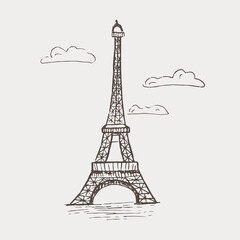 Fototapeta na wymiar vector sketch illustration - Eiffel Tower