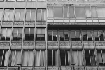 St. James House, Pall Mall in black and white on a dreary spring day