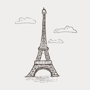 vector sketch illustration - Eiffel Tower
