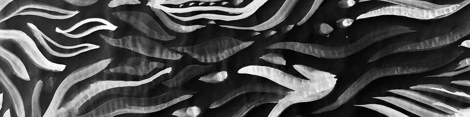 Stylized Pattern. Wave Backdrop. Monochrome Fashion Pattern. Trendy Texture.  Gunmetal Grey and Silvery Grunge Doodle.  Stylized Pattern. Abstract Natural Wallpaper.