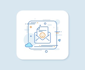 Smile mail line icon. Abstract square vector button. Positive feedback letter sign. Customer satisfaction symbol. Smile line icon. Quality concept badge. Vector
