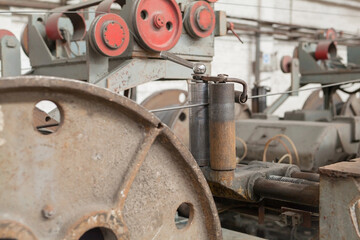 fittings, mesh in warehouses. production warehouse at the cable plant.