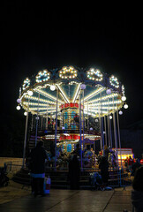 Carousel with Lights at Night