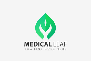 Letter M Medical Leaf Logo Design Vector Illustration
