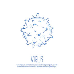 Flat line doodle medical icon. Bacterium isolated on a white background with place for text. Design concept vector illustration of flu, influenza, sick, coronavirus, 2019-nCoV.