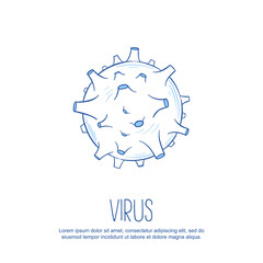 Fototapeta na wymiar Flat line doodle medical icon. Bacterium isolated on a white background with place for text. Design concept vector illustration of flu, influenza, sick, coronavirus, 2019-nCoV.