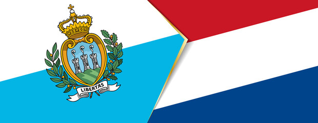 San Marino and Netherlands flags, two vector flags.