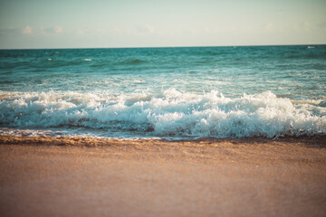 mystery of the beach and ocean waves. summer and vacation on the beach