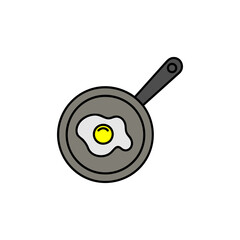 Fried egg on a frying pan. Breakfast vector illustration. Web design, mobile app.
