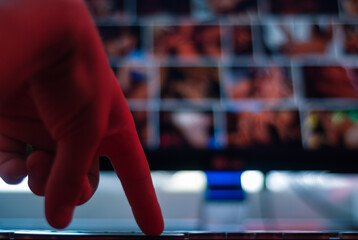 monitor with prohibited content when the user's fingers are browsing an illegal site on the...