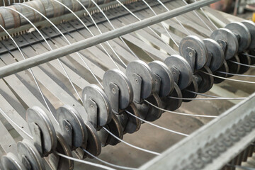 fittings, mesh in warehouses. production warehouse at the cable plant.