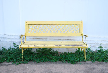 focus on vintage yellow armchair
