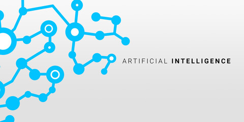 Creative Illustration For Artificial Intelligence Concept With Blue Microcircuit Lines And Dots