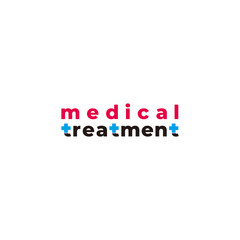 text medical treatment plus symbol logo vector