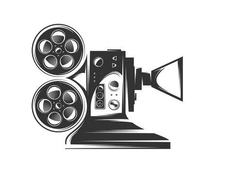 black and white vintage film projector clip art preview