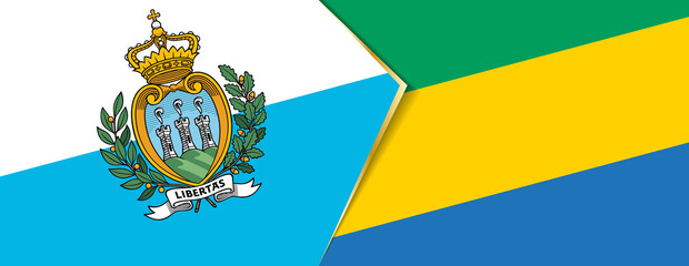 San Marino and Gabon flags, two vector flags.