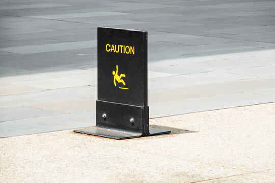 typical caution sign on the floor