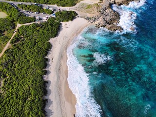 Beach in Guadeloupe - aerial drone view