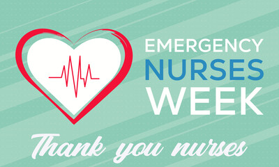 Emergency Nurses Week. It always takes place the week surrounding Emergency Nurses Day, the second Wednesday in October each year. Poster, card, banner, background design. 