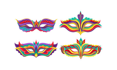 Fototapeta premium Masquerade Masks or Carnival Masque with Colorful Ornate Vector Set