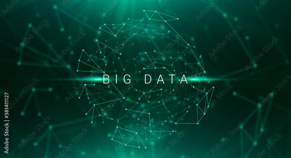 Aufkleber Technologic Background For Big Data Concept With Polygonal Lines And Dots Sphere