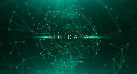 Technologic Background For Big Data Concept With Polygonal Lines And Dots Sphere