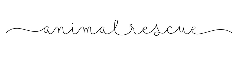 ANIMAL RESCUE black vector monoline calligraphy banner with swashes