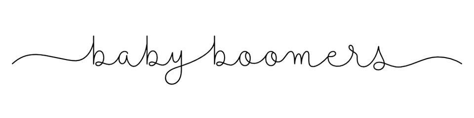 BABY BOOMERS black vector monoline calligraphy banner with swashes