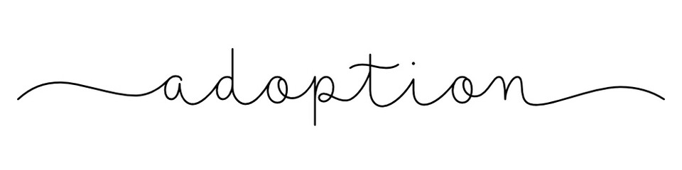 ADOPTION black vector monoline calligraphy banner with swashes