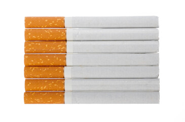 Bunch of unlit cigarettes isolated on white