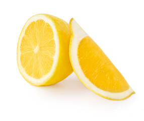 Lemon isolated  on white background.  Fresh Lemons citrus fruit macro.