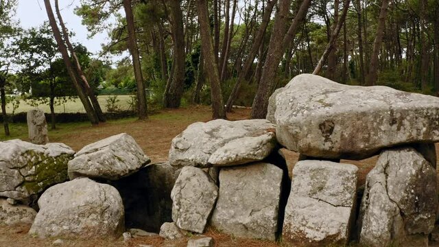 Dolmen Mane Kerionned is part of the Carnac Stones in Brittany France 