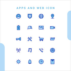 Filled line website icon set,  communication and technology vector. Can use for infographic, logo, banner etc.