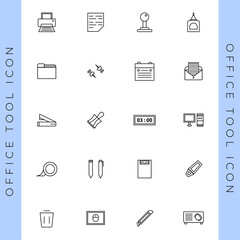 Office tools line icon set, business vector illustration. Design for website, application, infographic, presentation, logo, banner etc.