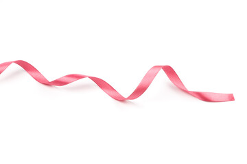 pink satin curly ribbon isolated on white background