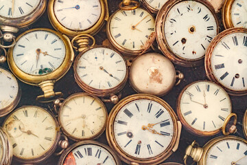 Retro styled image of old pocket watches