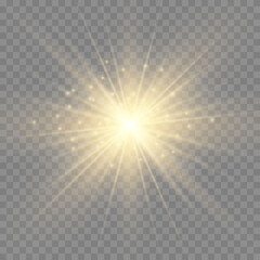 Glow light effect. Star burst with sparkles.Sun.