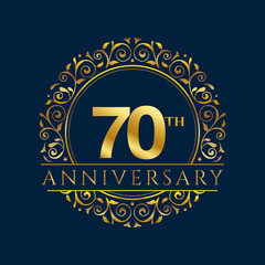 70 years anniversary invitation card template isolated vector illustration. Ten years Black greeting card template